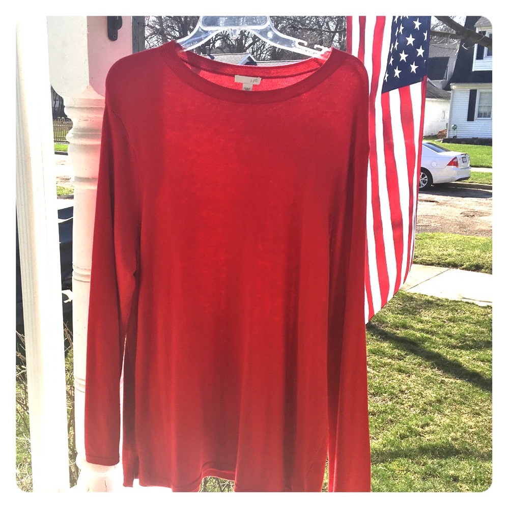 J Jill Red Lightweight Tunic Sweater, XL